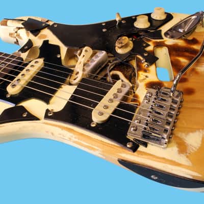 End of the Road Stratocaster in Arctic White -looks smashed but plays perfectly image 5