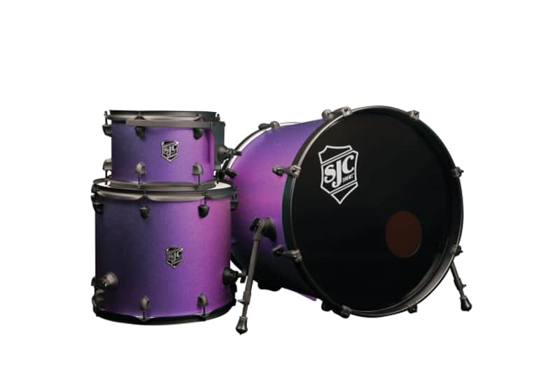 ~NEW!~ SJC Pathfinder Series 3-Piece 12/16/22 Drum Kit Set in Purple Glimmer with Matte Black Hardware image 1