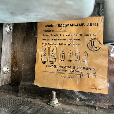 Fender Bassman AB165 Tube Amp Head 1966 - Black image 3