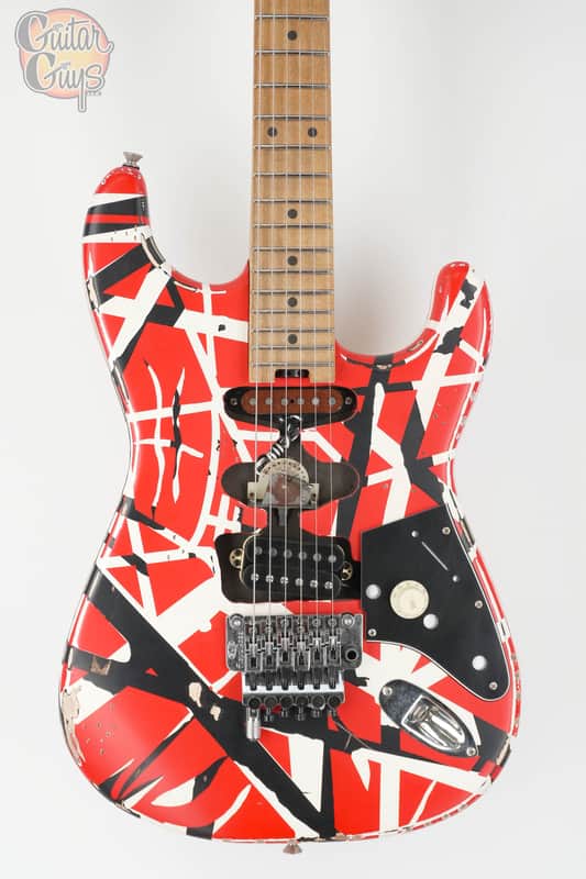 EVH Striped Series Frankenstein Relic Red with Black Stripes image 1