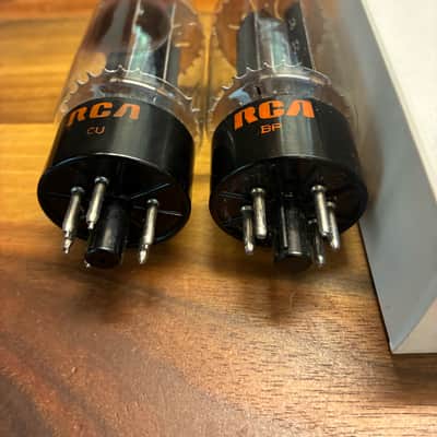 NOS tight current matched pair 1969 RCA 6L6GC black plate tubes image 2