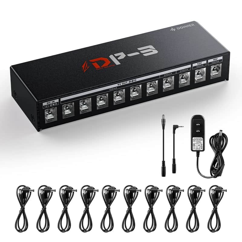 Donner 10 Port Isolated Output Effect Pedal Power Supply 9V/12V | DP-3 image 1