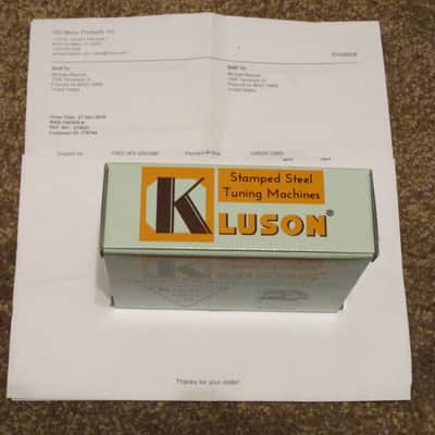 Kluson Deluxe Three on a side Button Machine Heads Silver/Cream New in Box image 2