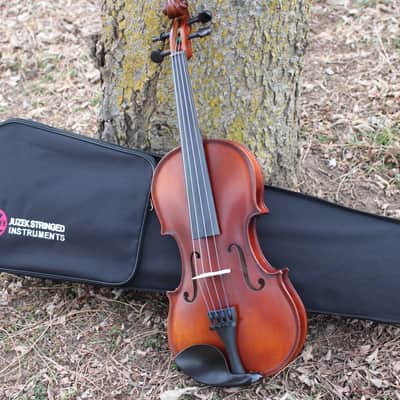 John Juzek 85 Violin Outfit with Case and Bow 4/4 size - Shaded Amber/Tobacco Brown Matte image 11