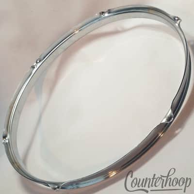 *Rogers 14" Luxor Snare Drum Batter Rim/Hoop 6-Lug Triple-Flange 60s Chrome USA* image 2