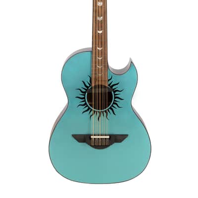 H. Jimenez Colección de Galaxia Cosmic Nebula Bajo Quinto Glossy Turquoise Sparkle Finish Acoustic +Hardshell Case | Authorized Dealer image 3