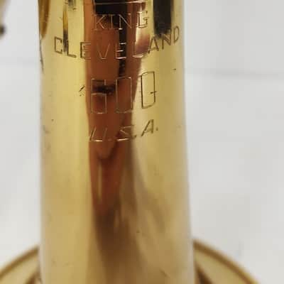 King Cleveland 600 Bb Trumpet, USA, Brass with Case, good but resolder image 13