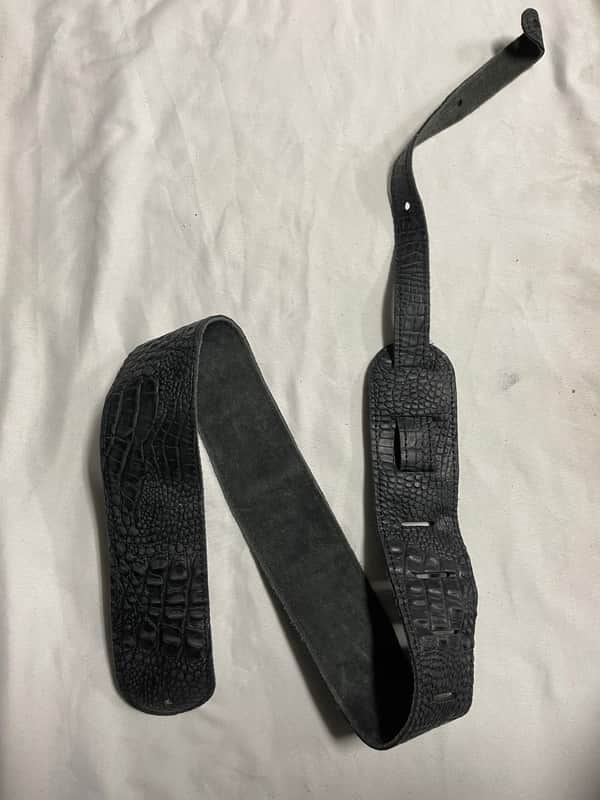 2 1/2'' Faux Crocodile Alligator Black LEATHER Guitar STRAP - FIRE SALE image 1