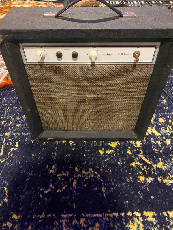 Tube version: Recently serviced new 8" Jensen modtone speaker Sears branded Silvertone Model 1420 5XL 5-Watt 1x8 Guitar Combo Late 1960s - Black image 1