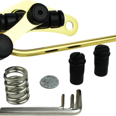 Guitar Bridge Stop Bar Tailpiece Tremolo TM85 and GM005 Tune-O-Matic Roller Saddle Bridge Combo Replacement Part Compatible with Les Paul LP SG 6 String Electric Guitars, Gold+Black image 2