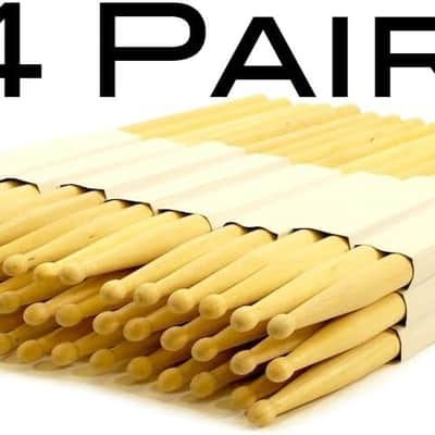 24 PAIRS - 7B WOOD TIP NATURAL MAPLE DRUMSTICKS 48 DRUM STICKS NEW image 2