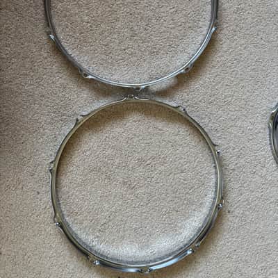 10” 6 Lug Gretsch USA Custom? Triple Flange Hoops + 14” 10 Lug Triple Flange Snare Hoops image 4