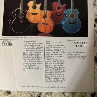 Taylor Flyer Brochures 90s ? Dan Crary Artist Series Koa 900 800 700 600 500 image 2