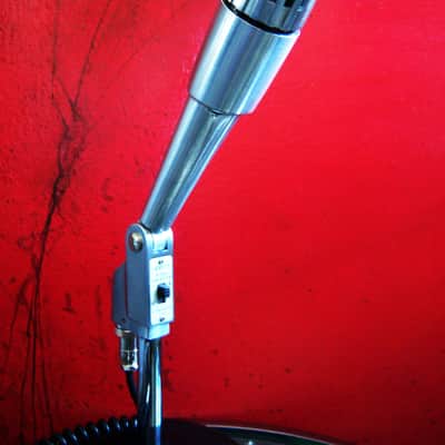 Vintage 1960's Lafayette 99-45460 dynamic Satin Chrome microphone w desk stand & cable Lafayette Olson Midland # 1 image 2