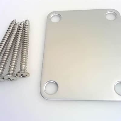True Custom Shop® Matte Brushed Chrome Neck Plate/Screws for Fender Strat Tele image 2