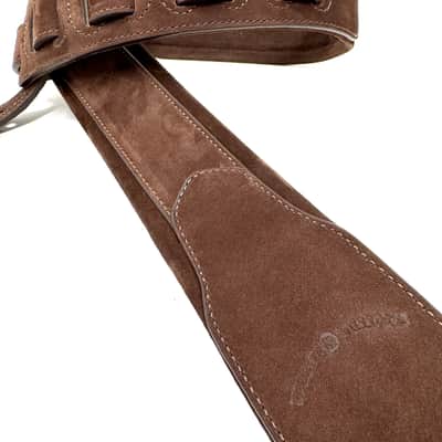 Walker & Williams NL-06-CGN New Cognac Brown "Skinny" 2" Super Soft Full Grain Nubuck Leather Padded Guitar Strap image 7