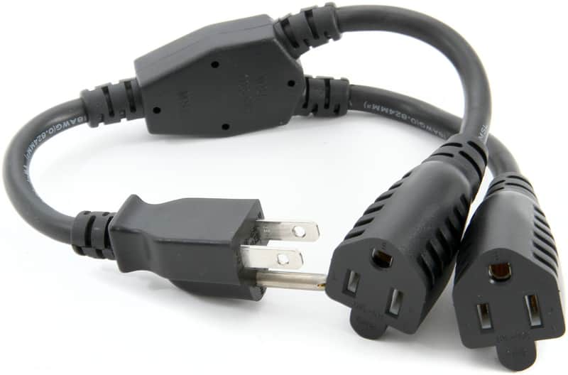 Hosa YAC-407 Power Y Cable Dual NEMA 5-15R to NEMA 5-15P 1.5ft - Black image 1