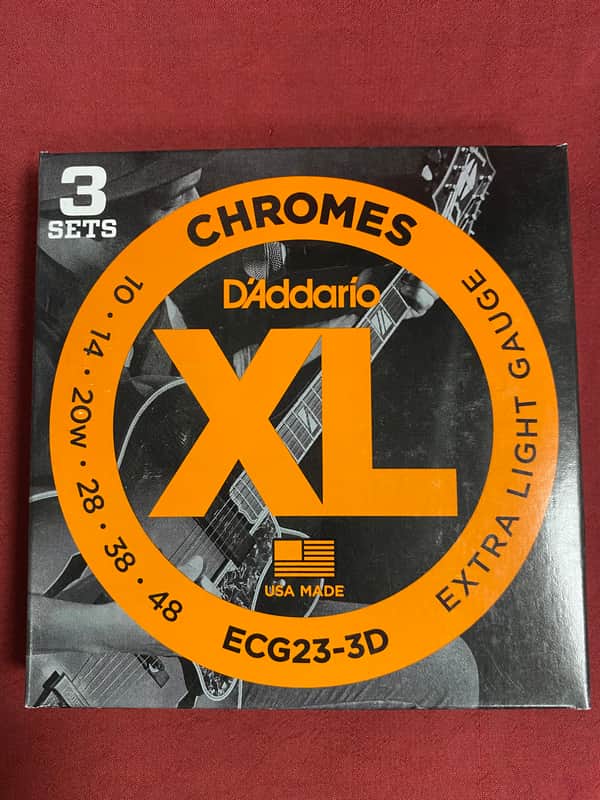 D'Addario ECG23 flatwound XL Chromes 10-48 electric guitar strings triple pack image 1