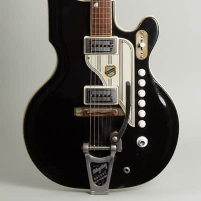 National  Val-Pro 88 Semi-Hollow Body Electric Guitar (1963), ser. #T-86077, original black alligator hard shell case. image 3