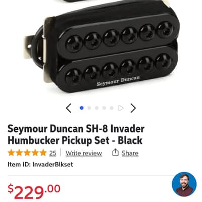 Seymour Duncan SH-8s Invader Humbucker Set 2010s - Black image 2