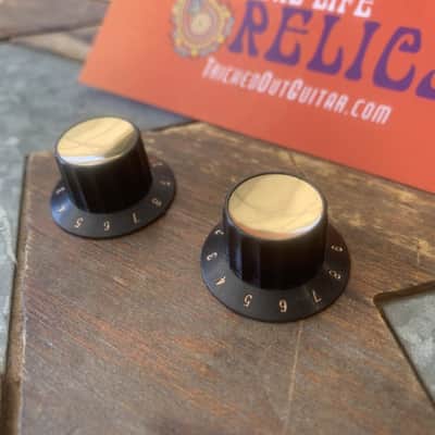 Real Life Relics Vintage Gold Top Black Bottom Knobs (Set of 2)    [DL3] image 3