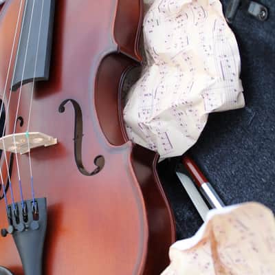 John Juzek 85 Violin Outfit with Case and Bow 4/4 size - Shaded Amber/Tobacco Brown Matte image 9