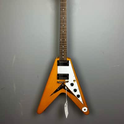 Epiphone Korina Flying V 2023 - Aged Natural (White Pickguard) image 1