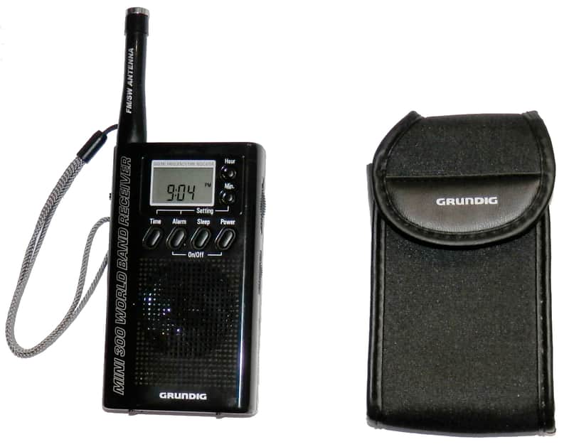 Grundig Mini 300 World Band Receiver AM / FM / SW Shortwave Digital Tuner Clock Pocket Radio Black image 1