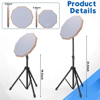 4 Sets 12 Inch & 8 Inch Practice Drum Pad with Stand and 2 Pairs of Sticks, Beginner Snare Drum Pad with Drumsticks, Double Sided Silent image 2