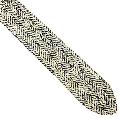 Tweed Leather Ukulele Strap - Black White Tweed Ukulele Strap -Handmade -White Leather Ukulele Strap - Button Ukulele Strap image 4