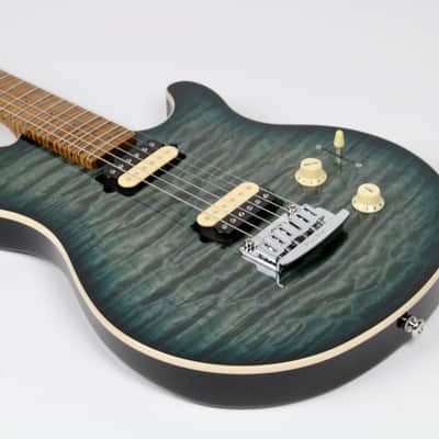 Ernie Ball Music Man Axis Super Sport HH Tremolo Roasted Maple Neck 2021 Yucatan Blue Quilt w/OHSC image 6