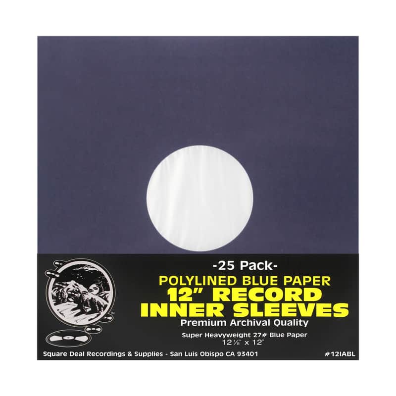(25) 12" Blue Paper Plastic Record Heavyweight Polylined Inner Sleeves 12IABL image 1
