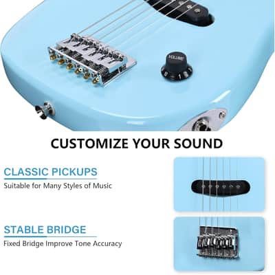30 inches Real Kids Electric Guitar with Beginner Kit, Right Handed (Light Blue) image 3