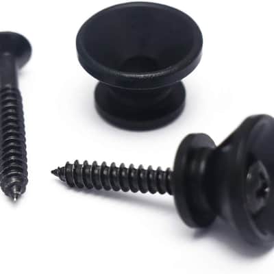 Guitar Strap Buttons Metal Guitar Strap Locks End Pins with Mounting Screws for Folk Acoustic Electric Guitar or Bass Ukulele Set of 2Pcs Bell Style. (Black) image 2