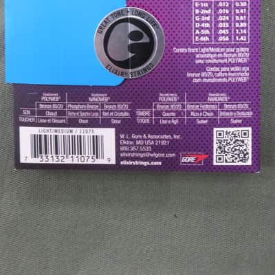 Elixir 11075 Polyweb 80/20 Bronze Acoustic Guitar Strings  - Light/Medium (12-56) image 4