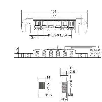 Wilkinson Chrome Wraparound Guitar Bridge Tailpiece image 5
