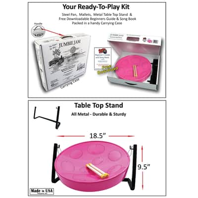 Panyard JJ Jumbie Jam Steel Ready to Play Kit-Pink G-Major with Table Top Stand-Made in USA Authentic Pan (W1086) image 6