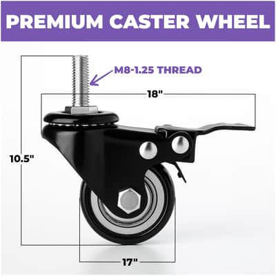 Liquid Stands Keyboard Stand Caster Wheels Set of 4 - Replacement Locking Heavy Duty Wheels with Brake image 2