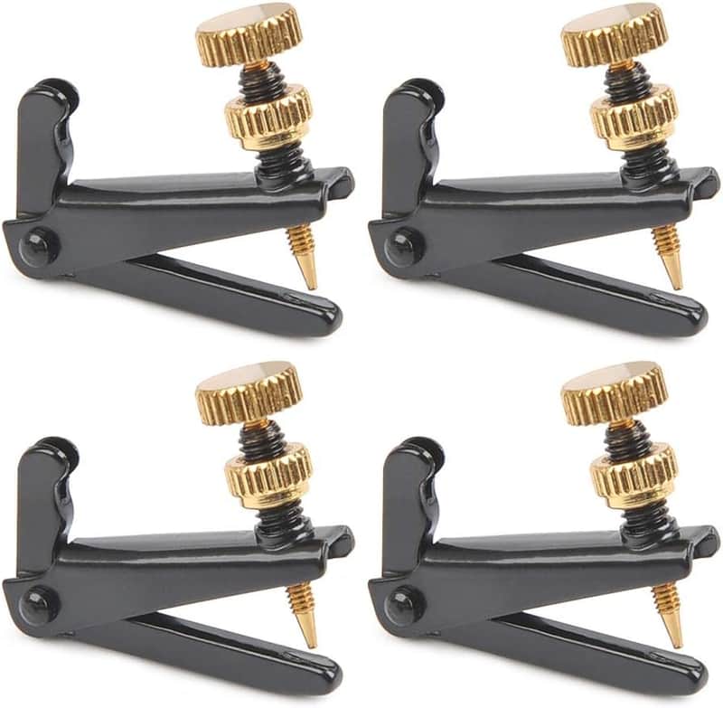 4Pack Violin Fine Tuners for 4/4-3/4 Violin Metal String Adjuster Nickel Plated Anti Rust (Black + Gold) image 1