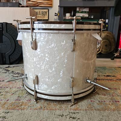Leedy 20x14" 3-ply Bass Drum - White Marine Pearl - Nickel Hardware 1950 image 9