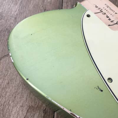 FRANCHIN Mars guitar body Relic Aged Lake Placid Blue Metallic turned green 100% Nitro Lacquer Cracks SS Basswood Telecaster-Tele-T-Style Made in Italy - Stock piece #22350826 image 6
