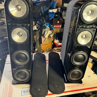 Pair Of KEF Model 7 Main / Stereo Speakers Used with Speaker Wire tested black image 3