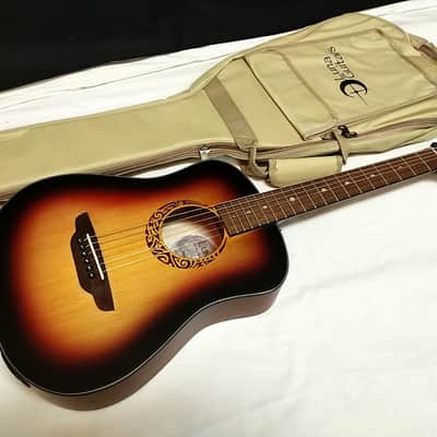 LUNA Safari Tribal Tobacco Sunburst acoustic electric TRAVEL GUITAR w/Padded Bag image 1
