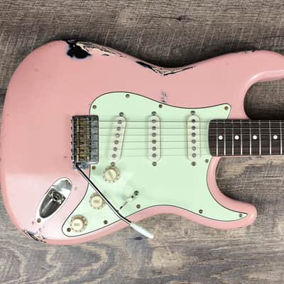 MyDream Stratocaster Custom Built - Relic Pink over Black Gilmour image 2
