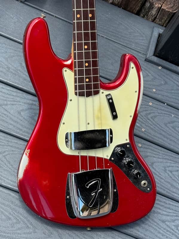 Fender Jazz Bass 1964 - a stunning January '64 Candy Apple Red Metallic example w/Green'gard & Clay Dots ! image 1