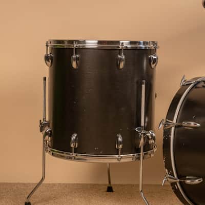 1960s Slingerland Metallic Black Drum Set 14x20 8x12 and 16x16 image 5