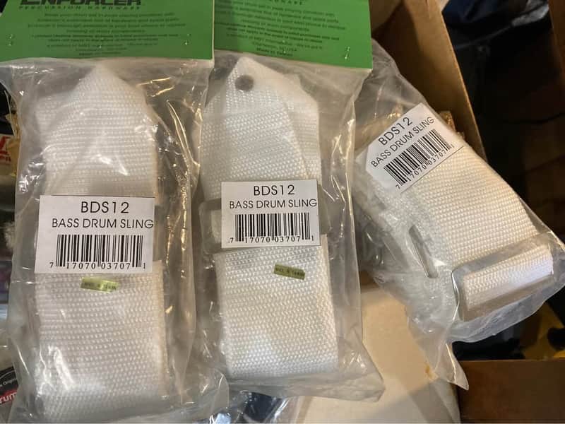 NEW OLD STOCK Enforcer Bass Drum Strap Sling (lot of 3) 2010s - White image 1