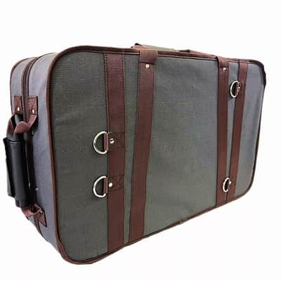 Pro Wooden 4/4 Quadruple Violin Case | Durable Dark Gray Case for 4 Full-Size Violins with Blue Interior & Carry Strap image 4