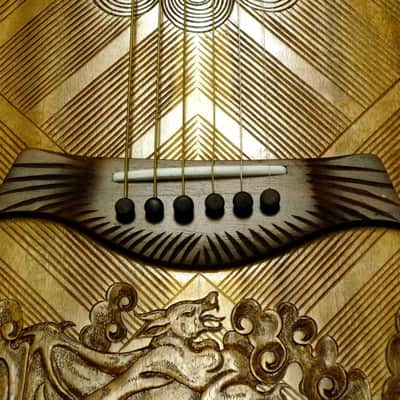 Acoustic Parlor Guitar Handmade by Blueberry Bat Motif Steel String image 4