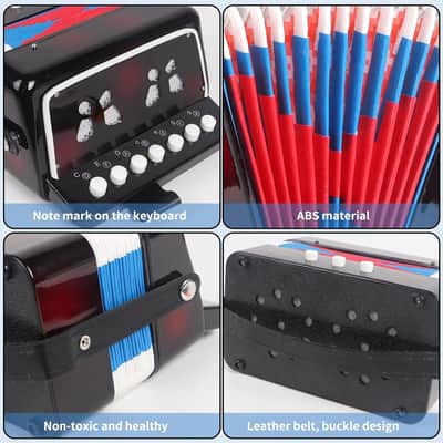 Kids Accordion, 10 Keys Button Control Kid Accordions Musical Instruments for Child Children Toddlers Beginners Accordian Lightweight 7 key 3 Bass Mini image 5